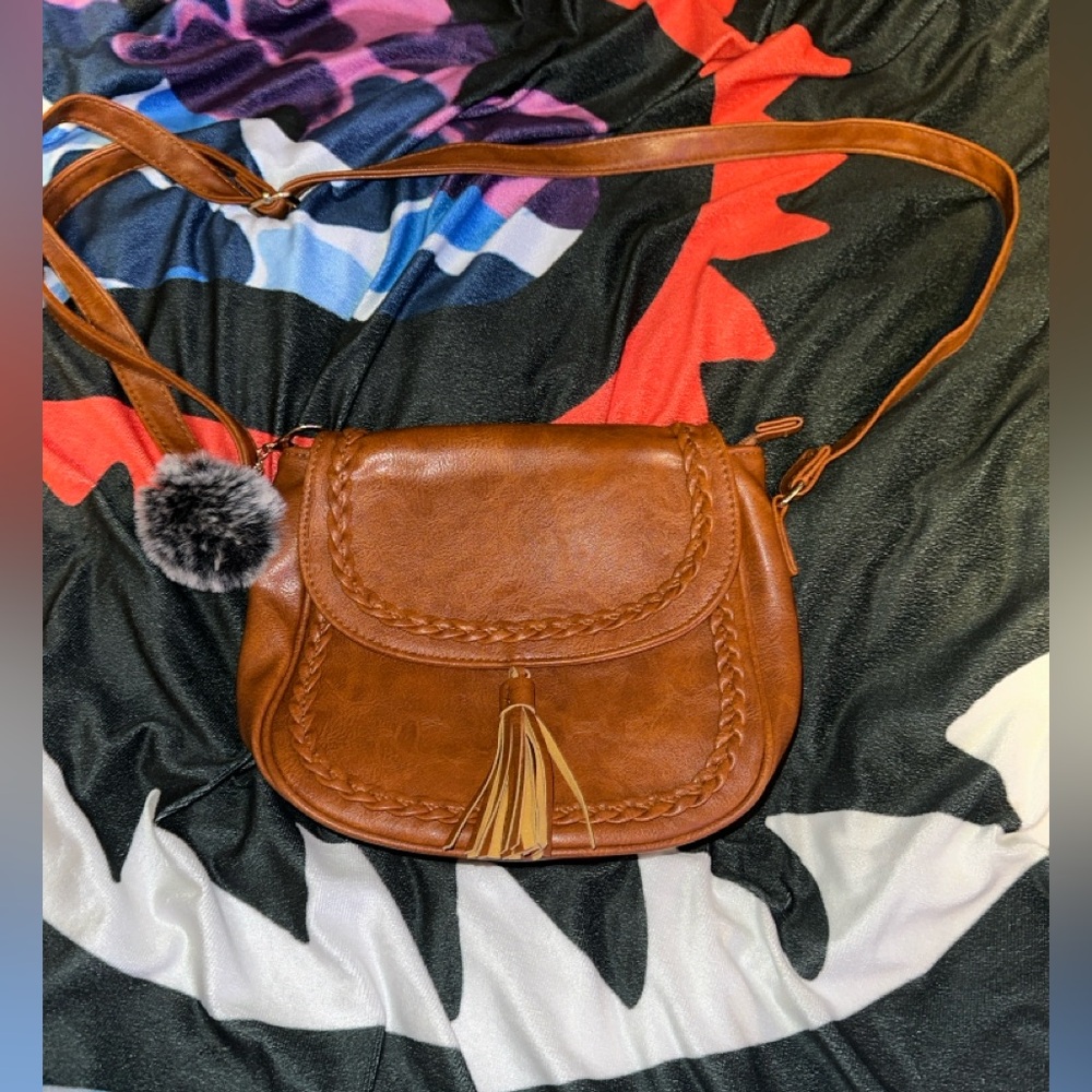 KKXIU Brown Leather Crossbody Bag